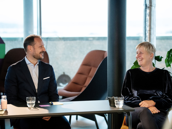 Kronprinsen møtte Ellen Cathrine Andersen i medtech-selskapet Epiguard i videomøte i mai 2020. I dag tok selskapet imot Oslo Innovation Award for 2021. Foto: Oslo Innovation Week / Gorm K. Gaare